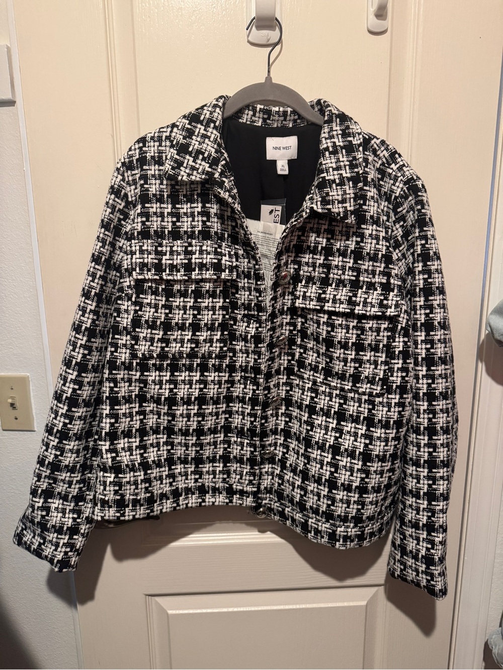 Nine West Black and White Tweed Blazer Jacket